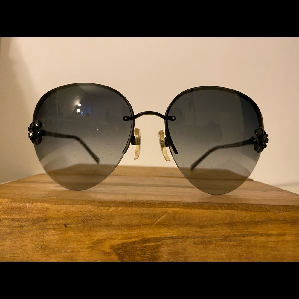 Chanel Aviator Sunglasses with Camellia Flowers